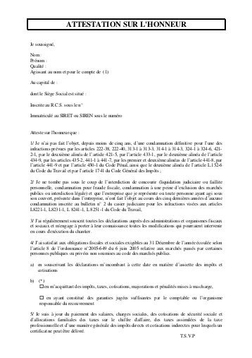 attestation sur l'honneur emploi - Modele de lettre type