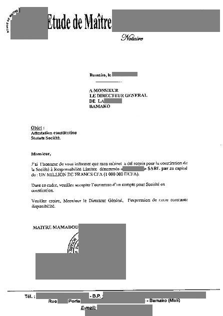 Lettre de demande d'ouverture de compte bancaire - Modele 